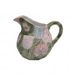 Vintage‎ Floral Kaiton Hand Painted Ceramic 8" Pitcher